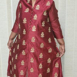 New Red Kurta Jacket Top Shirt Only Approximate US Size Large Asian Size XXL